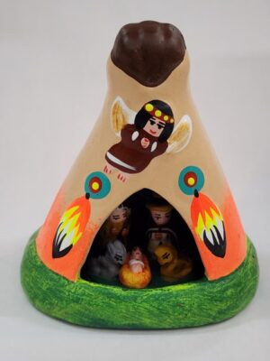 GB042 HAND PAINTED CERAMIC NATIVITY H:3.8 in.