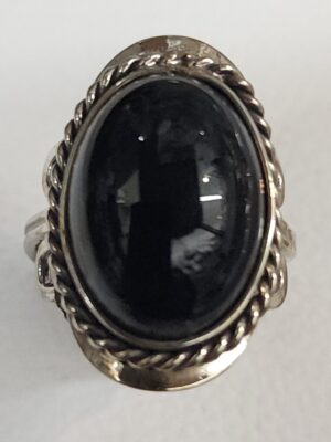 HE10 PERUVIAN RING WITH BLACK OBSIDIAN COLOR STONE