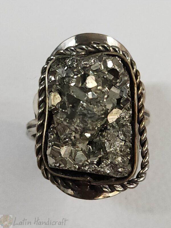 HE24 PERUVIAN RING WITH NATURAL PYRITE STONE