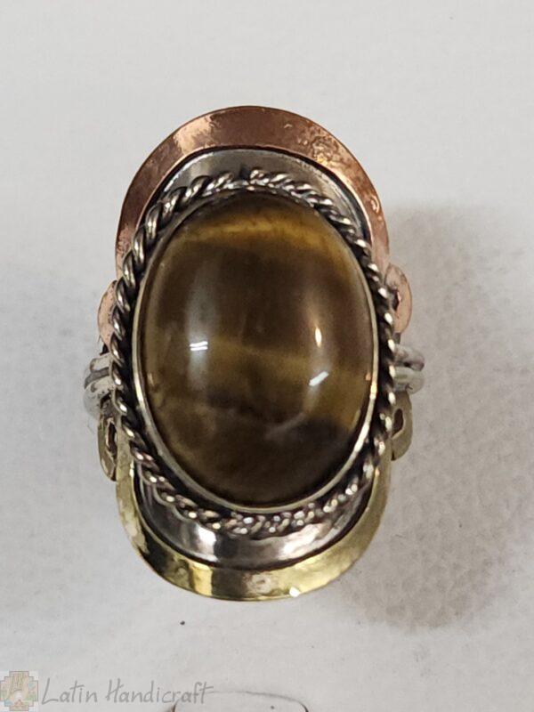 HE25 PERUVIAN RING WITH TIGER EYE COLOR STONE