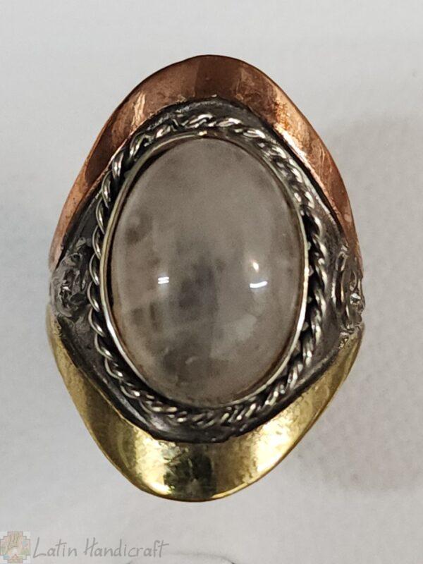 HE27 PERUVIAN RING WITH ROSE QUARTZ COLOR STONE