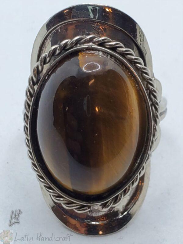 HE03 PERUVIAN RING WITH TIGER EYED COLOR STONE