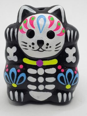 CDS002 DAY OF THE DEAD CERAMIC INCENSE HOLDER S, H: 2  in.