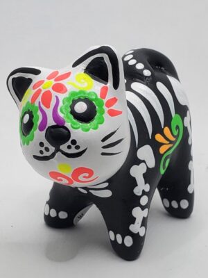 CDS004 DAY OF THE DEAD CERAMIC INCENSE HOLDER S, H:  2.7 in.