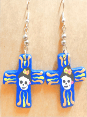 CEA004 DAY OF THE DEAD CERAMIC EARRINGS