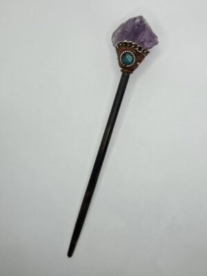 GI11A HANDMADE WAND WITH STONE H: 6.5 in