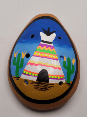 K004 HAND PAINTED OCARINA H: 3.5 in.